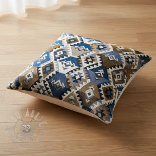 Tkanina dekoracyjna jacquard Kilim cobalt havane
