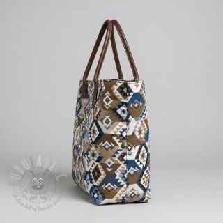 Tkanina dekoracyjna jacquard Kilim cobalt havane