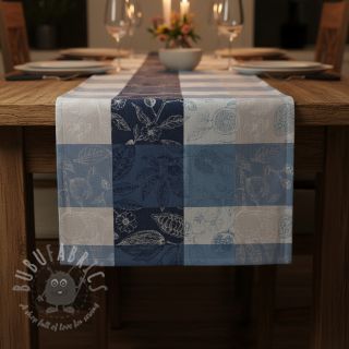 Tkanina dekoracyjna FRENCH TABLE CLOTH JACQUARD Cabosse allover indigo