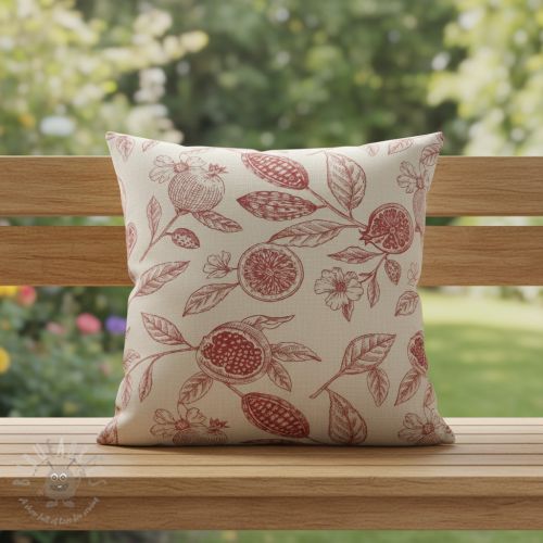 Tkanina dekoracyjna RUSTIC VINTAGE PRINT Granata groseille