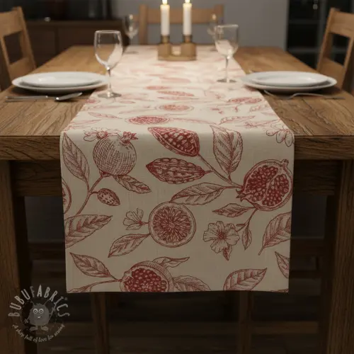 Tkanina dekoracyjna RUSTIC VINTAGE PRINT Granata groseille