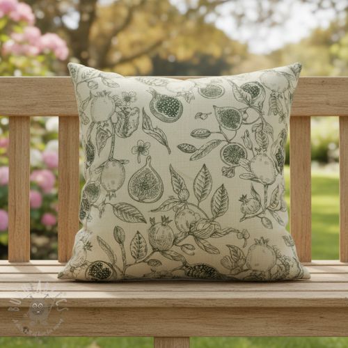 Tkanina dekoracyjna RUSTIC VINTAGE PRINT Granata kaki