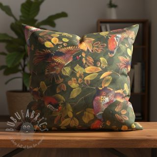 Tkanina dekoracyjna VELVET Pheasant Forest Leaf