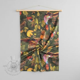 Tkanina dekoracyjna VELVET Pheasant Forest Leaf