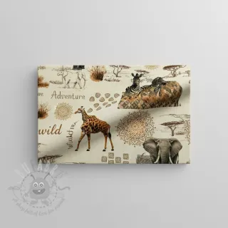 Tkanina dekoracyjna Linenlook Wildlife Safari Trip digital print