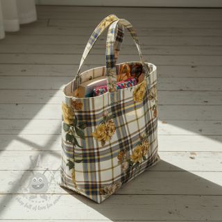 Tkanina dekoracyjna Linenlook Classic Peony Check digital print