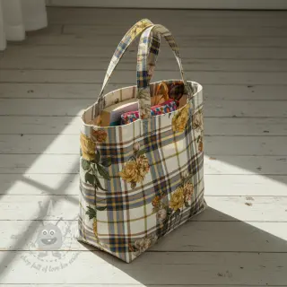 Tkanina dekoracyjna Linenlook Classic Peony Check digital print