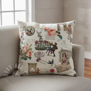 Tkanina dekoracyjna premium Linenlook Poetry Romantic Scene digital print