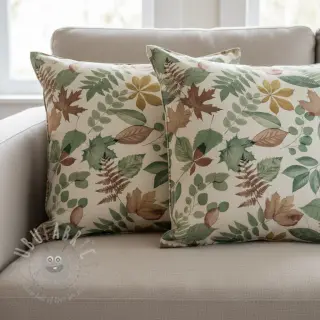 Tkanina dekoracyjna premium Linenlook Coloured Leaf Mix digital print