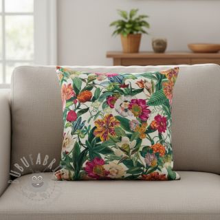 Tkanina dekoracyjna premium Linenlook Flashy Floral Party digital print