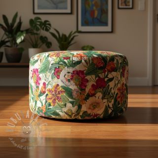 Tkanina dekoracyjna premium Linenlook Flashy Floral Party digital print