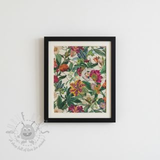 Tkanina dekoracyjna premium Linenlook Flashy Floral Party digital print