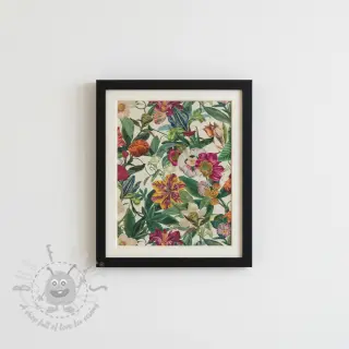 Tkanina dekoracyjna premium Linenlook Flashy Floral Party digital print