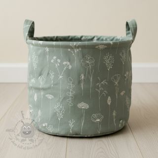 Tkanina dekoracyjna Linenlook Fine Fragile Flower old green