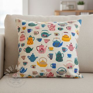 Tkanina dekoracyjna premium Happy Teapot Party