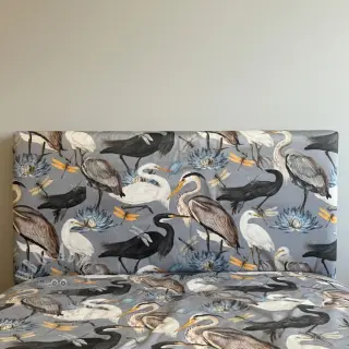 Tkanina dekoracyjna VELVET Heron bird steel grey