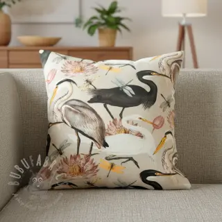 Tkanina dekoracyjna VELVET Heron bird camel