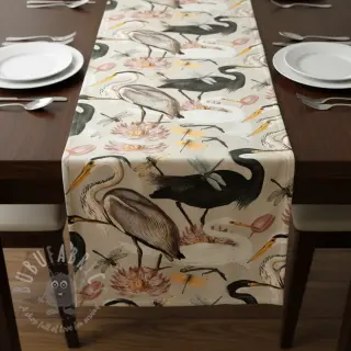 Tkanina dekoracyjna VELVET Heron bird camel