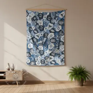 Tkanina dekoracyjna jacquard Tucan allover bleu