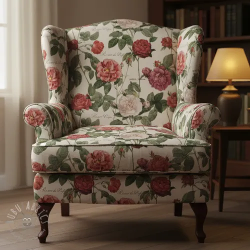 Tkanina dekoracyjna Linenlook premium Vintage Rose Garden digital print