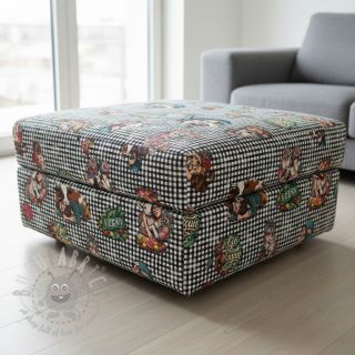 Tkanina dekoracyjna Vegan black check digital print