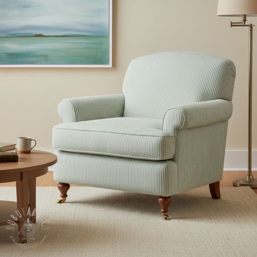 Tkanina dekoracyjna DOBBY Colored stripe soft green