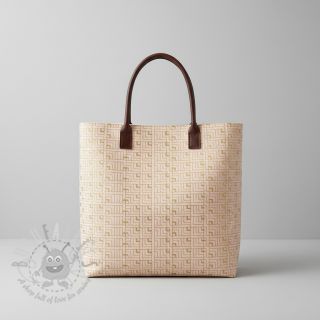 Tkanina dekoracyjna Linenlook Art deco cubes rose metallic premium