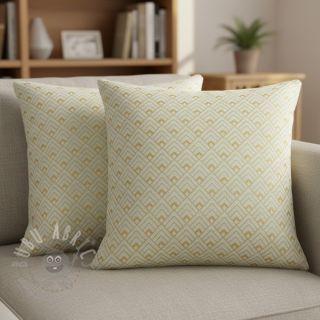 Tkanina dekoracyjna Linenlook Art deco cubes mint metallic premium