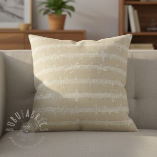 Tkanina dekoracyjna jacquard Music notes lyrics metallic