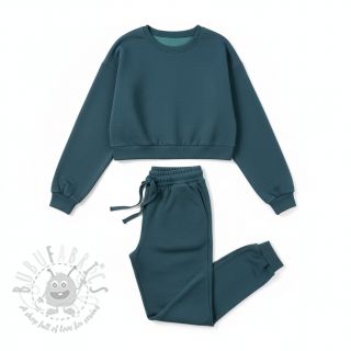 Dresówka drapana MELANGE dark petrol