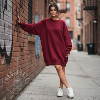 Dresówka drapana JOGGING dark red