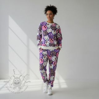 Dresówka Happy faces purple digital print