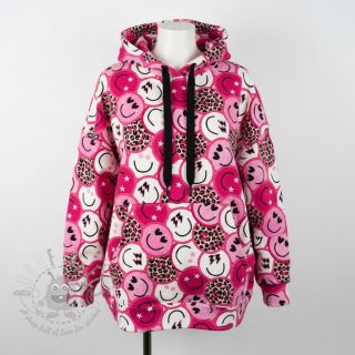 Dresówka Happy faces pink digital print
