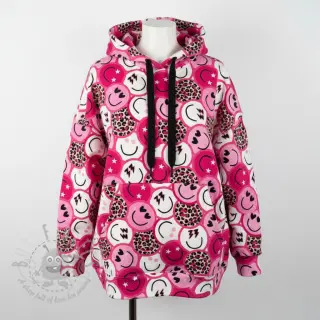 Dresówka Happy faces pink digital print