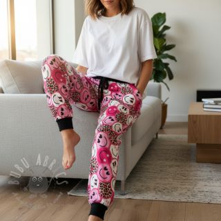 Dresówka Happy faces pink digital print