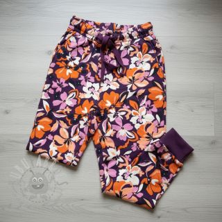 Dresówka Bright flowers design purple ochre