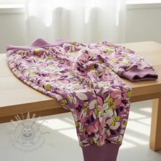 Dresówka Bright flowers design pink lime