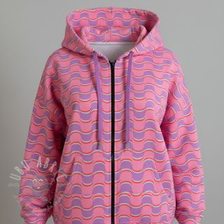 Dresówka Abstract flowers wave purple digital print