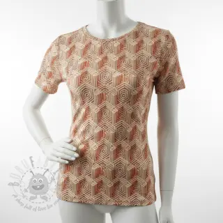 Jersey WISKOZA Structure beige digital print