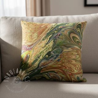 Sztuczne futro Peacock green digital print