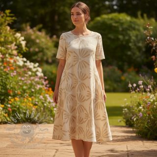 Tkanina wiskozowa z lnem Desert flowers design A