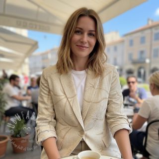 Tkanina wiskozowa z lnem Desert flowers design C