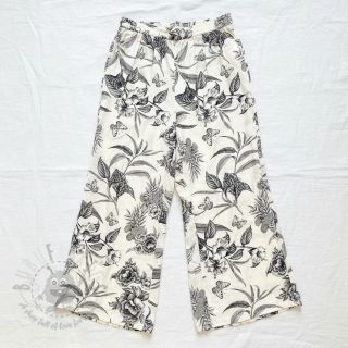 Tkanina wiskozowa z lnem Floweria navy