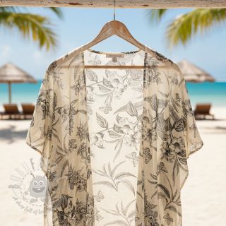 Tkanina wiskozowa z lnem Floweria navy