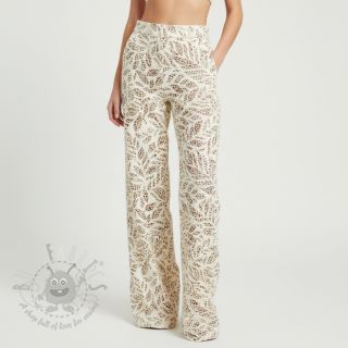 Tkanina wiskozowa z lnem FOIL Leaves bronze