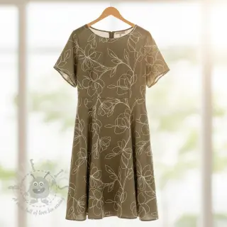 Tkanina wiskozowa z lnem EMBROIDERY Flower Danielle pickle