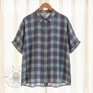 Tkanina wiskozowa z lnem YARN DYED Square green