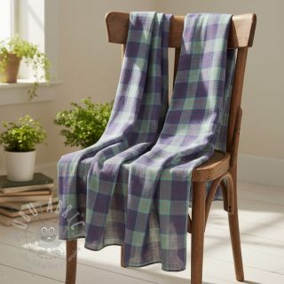 Tkanina wiskozowa z lnem YARN DYED Square green