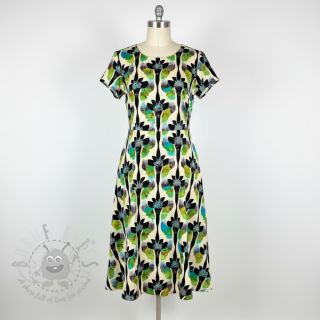 Tkanina wiskozowa z lnem Artificial flower design A digital print