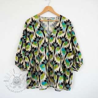 Tkanina wiskozowa z lnem Artificial flower design A digital print